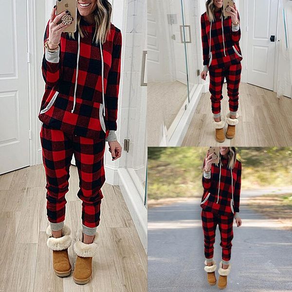 women christmas plaid tracksuit xmas two piece clothing pajamas sets checkered hooded hoodies legging pants outfit trourser suit e120301, White
women christmas plaid tracksuit xmas two piece clothing pajamas sets checkered hooded hoodies legging pants outfit trourser suit e120301, White