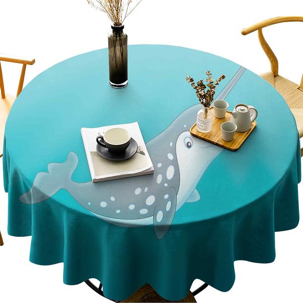 round table cloths cartoon style drawing of an arctic narwhal whale with white spots aquatic
round table cloths cartoon style drawing of an arctic narwhal whale with white spots aquatic