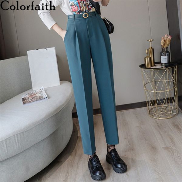 colorfaith new 2020 spring winter women pants high waist loose formal elegant office lady ankle-length with belt pants lj201130, Black;white
colorfaith new 2020 spring winter women pants high waist loose formal elegant office lady ankle-length with belt pants lj201130, Black;white