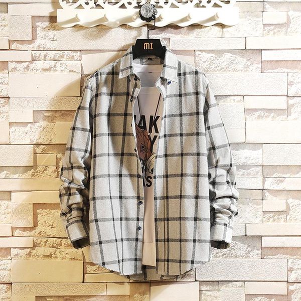 men plaid shirt camisas social 2021 autumn men's fashion plaid long-sleeved shirt male button down casual check, White;black
men plaid shirt camisas social 2021 autumn men's fashion plaid long-sleeved shirt male button down casual check, White;black