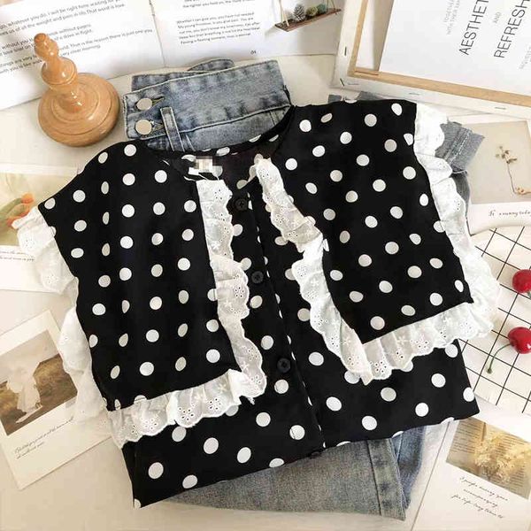 sweet polka dot shirt ins spring color contrast wooden ear big turn down collar single breast loose female top, White
sweet polka dot shirt ins spring color contrast wooden ear big turn down collar single breast loose female top, White