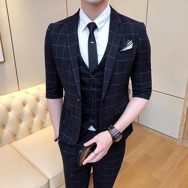 men's suits & blazers ( jacket + vest pants ) mens fashion boutique plaid formal business suit 3 piece / groom wedding dress half sleev, White;black
men's suits & blazers ( jacket + vest pants ) mens fashion boutique plaid formal business suit 3 piece / groom wedding dress half sleev, White;black