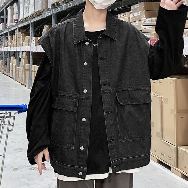 2021 new estilo japo mangas lapela джинсовая джинс джин косель jaqueta outono azul masculino colete de trabalho ar livre bolsos gilet rqoa, Black;white
2021 new estilo japo mangas lapela джинсовая джинс джин косель jaqueta outono azul masculino colete de trabalho ar livre bolsos gilet rqoa, Black;white