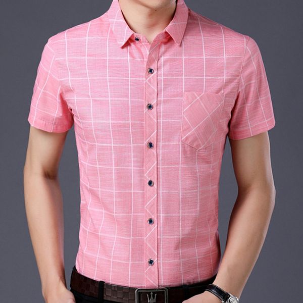 fashion summer brand shirt mens plaid workout high qualit short sleeve slim fit street wear grade button casual clothes kg-85, White;black
fashion summer brand shirt mens plaid workout high qualit short sleeve slim fit street wear grade button casual clothes kg-85, White;black