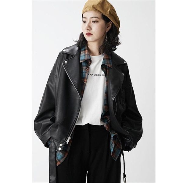 women's fur & faux loose fit belt pu leather solid color jacket lapel long sleeve women coat fashion tide autumn winter 2021, Black
women's fur & faux loose fit belt pu leather solid color jacket lapel long sleeve women coat fashion tide autumn winter 2021, Black