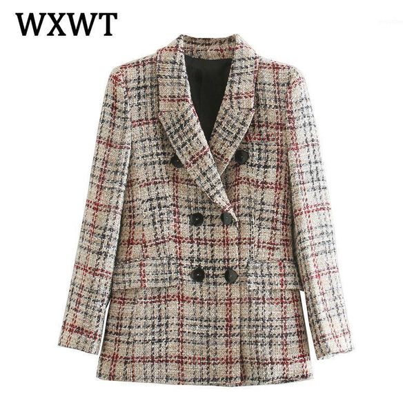 wxwt 2021 women new custom plaid texture blazer coat vintage double breasted long sleeve female outerwear chic lt24381, White;black
wxwt 2021 women new custom plaid texture blazer coat vintage double breasted long sleeve female outerwear chic lt24381, White;black