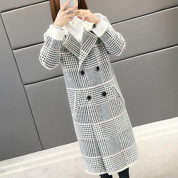 anti-mink velvet jacket sweater cardigan new women's autumn and winter thick large size check suit collar knitted coat, White
anti-mink velvet jacket sweater cardigan new women's autumn and winter thick large size check suit collar knitted coat, White