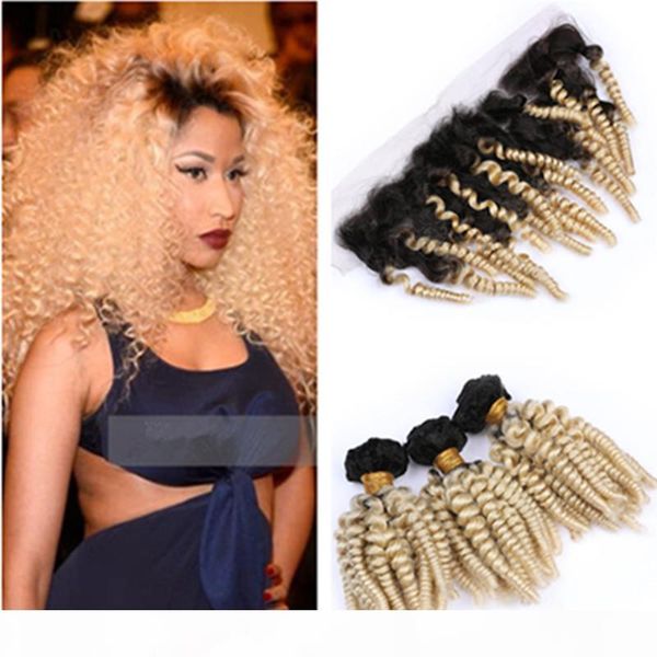 virgin malaysian aunty funmi blonde ombre human hair bundles with 13x4 lace frontal sprial curly #1b 613 blonde ombre weaves with frontal, Black;brown
virgin malaysian aunty funmi blonde ombre human hair bundles with 13x4 lace frontal sprial curly #1b 613 blonde ombre weaves with frontal, Black;brown