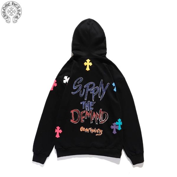 men's and women's 20ch cross graffiti foaming craft printing letter hooded sweater hoodies, Black
men's and women's 20ch cross graffiti foaming craft printing letter hooded sweater hoodies, Black