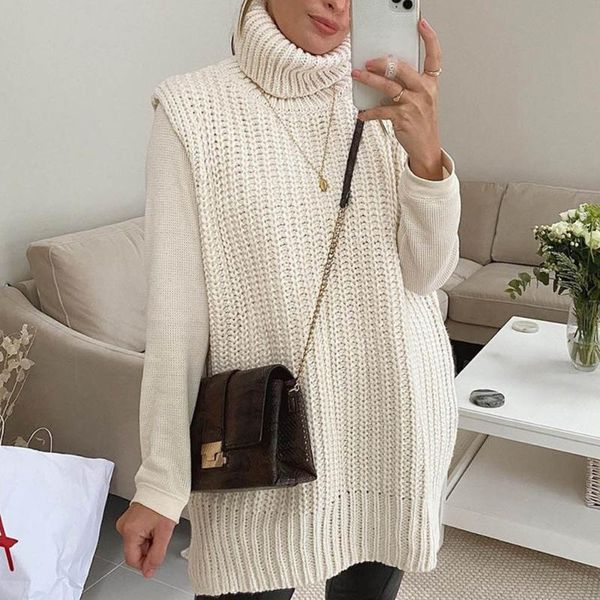 turtleneck sleeveless knitted sweater women high street casual apricot mid-length sweater vest solid autumn winter 2020, White;black
turtleneck sleeveless knitted sweater women high street casual apricot mid-length sweater vest solid autumn winter 2020, White;black