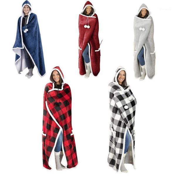 hooded lazy blanket thickened and extended warm red and black plaid printing casual home cloak1
hooded lazy blanket thickened and extended warm red and black plaid printing casual home cloak1