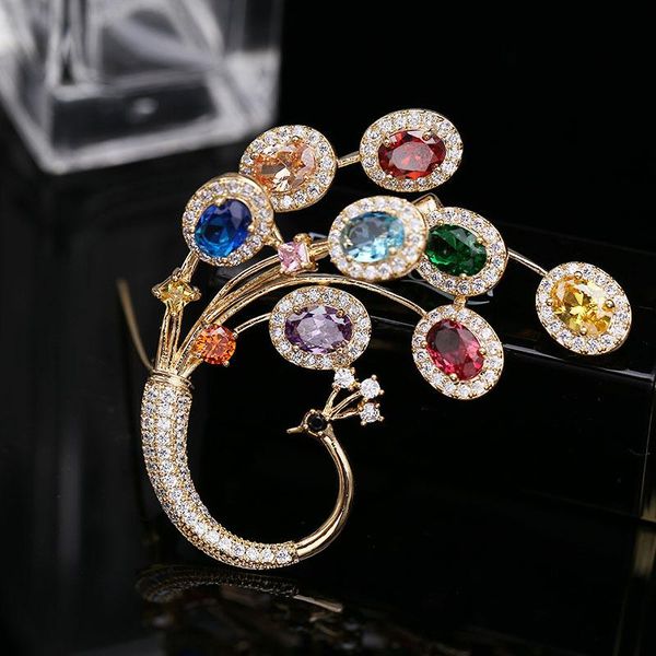 colorful crystal peacock brooches pins for women copper gold-plating wedding jewelry luxurious bird corsage scarf buckle, Gray
colorful crystal peacock brooches pins for women copper gold-plating wedding jewelry luxurious bird corsage scarf buckle, Gray