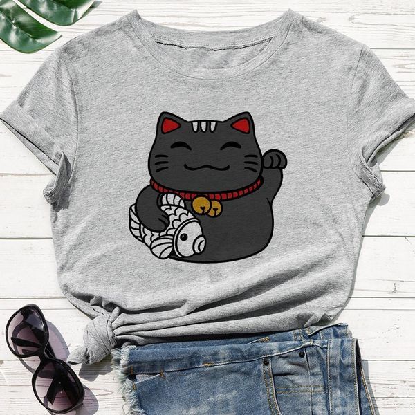 breathable new women t-shirt versatile letter print t shirt cute black cat holding a big fish lucky handsome graphic t shirt, White
breathable new women t-shirt versatile letter print t shirt cute black cat holding a big fish lucky handsome graphic t shirt, White