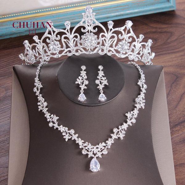 chuhan luxury crystal bridal jewelry sets wedding cubic zircon crown tiaras earring choker necklace set african jewelry set j361, Silver
chuhan luxury crystal bridal jewelry sets wedding cubic zircon crown tiaras earring choker necklace set african jewelry set j361, Silver