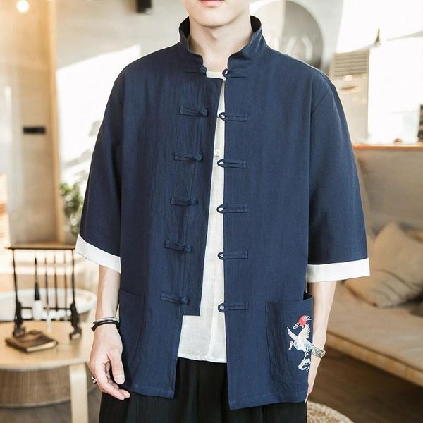 men's casual shirts #0504 summer cotton linen shirt men mandarin collar black blue grey vintage half sleeve for front buttons embroider, White;black
men's casual shirts #0504 summer cotton linen shirt men mandarin collar black blue grey vintage half sleeve for front buttons embroider, White;black