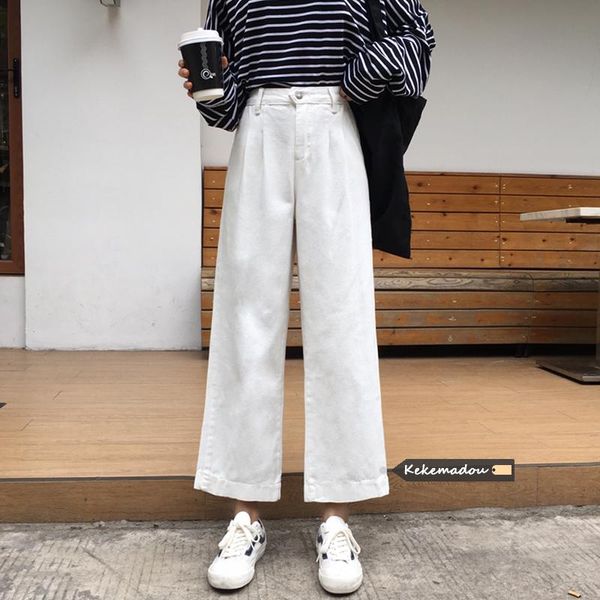 women's jeans student spring autumn women fashion korean style high waist ankle length pants office lady simple casual loose straight t, Blue
women's jeans student spring autumn women fashion korean style high waist ankle length pants office lady simple casual loose straight t, Blue