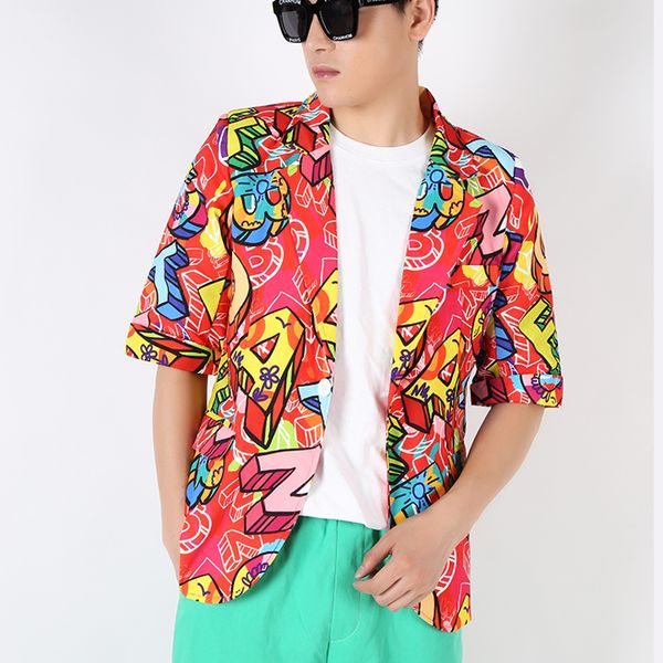 2020 red m-5xl hip hop half sleeve printed suit stage attire for singers fine men fit blazer jacket gdl8, White;black
2020 red m-5xl hip hop half sleeve printed suit stage attire for singers fine men fit blazer jacket gdl8, White;black