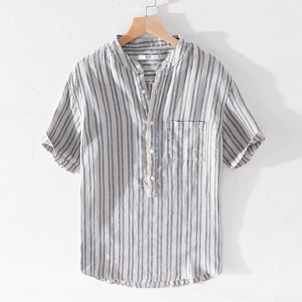striped 100% linen summer shirt men brand casual shirts for men fashion stand collar shirt mens loose breathable shirts male, White;black
striped 100% linen summer shirt men brand casual shirts for men fashion stand collar shirt mens loose breathable shirts male, White;black