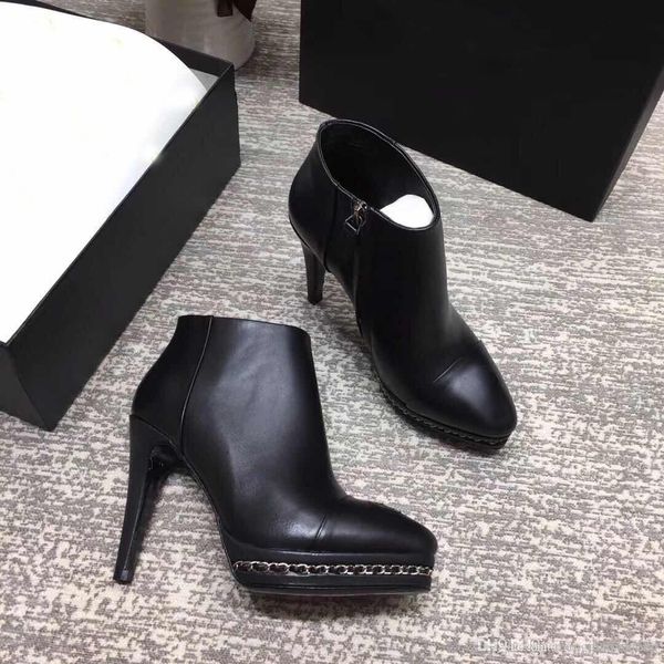 2019 new high-heeled women's shoes in spring soft cowhide high-heeled boots designer brand lady's short boots 10cm fashion boots w, Black 
2019 new high-heeled women's shoes in spring soft cowhide high-heeled boots designer brand lady's short boots 10cm fashion boots w, Black