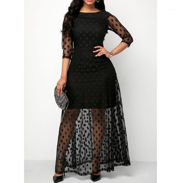 vintage women long maxi dress 2020 elegant women black a-line dot mesh patchwork party dress1, Black;gray
vintage women long maxi dress 2020 elegant women black a-line dot mesh patchwork party dress1, Black;gray