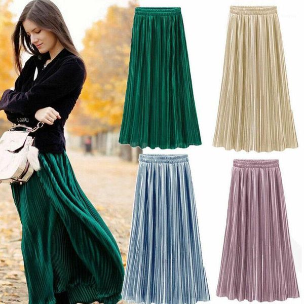 women high waist double pleated retro long maxi dress elastic waist skirt new1, Black
women high waist double pleated retro long maxi dress elastic waist skirt new1, Black