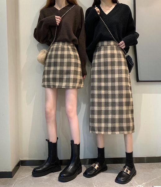 skirts 2021 autumn plaid woolen women pencil skirt winter elegant style ladies high waist back split midi, Black
skirts 2021 autumn plaid woolen women pencil skirt winter elegant style ladies high waist back split midi, Black