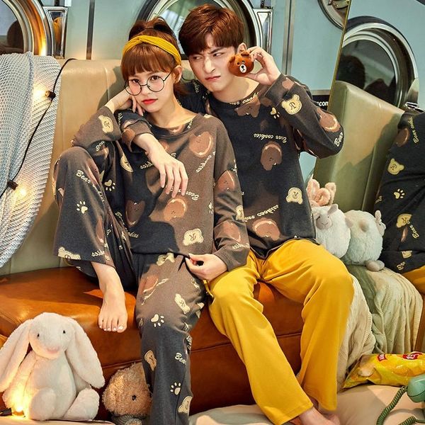 men's sleepwear 2pcs sleep set women pajamas suit long sleeve autumn intimate lingerie home clothing casual homewear pyjamas, Black;brown
men's sleepwear 2pcs sleep set women pajamas suit long sleeve autumn intimate lingerie home clothing casual homewear pyjamas, Black;brown