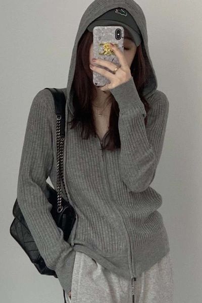 vipautumn and winter new zipper hooded cardigan women's bottom casual loose sweater fashion, White;black
vipautumn and winter new zipper hooded cardigan women's bottom casual loose sweater fashion, White;black