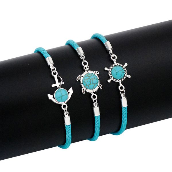 natural turquoise anchor rudder sea turtle charm bracelets handmade weave blue cord bracelet for men and women, Golden;silver
natural turquoise anchor rudder sea turtle charm bracelets handmade weave blue cord bracelet for men and women, Golden;silver