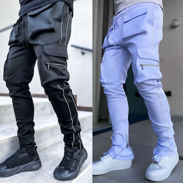 spring and autumn work clothes men's fashion brand elastic multi bag reflective straight tube sports fitness casual pants, Black;red
spring and autumn work clothes men's fashion brand elastic multi bag reflective straight tube sports fitness casual pants, Black;red