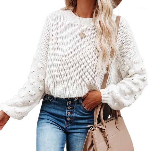 women dot puff long sleeve sweater o-neck chunky knitted loose jumper crop e56b1, White;black
women dot puff long sleeve sweater o-neck chunky knitted loose jumper crop e56b1, White;black