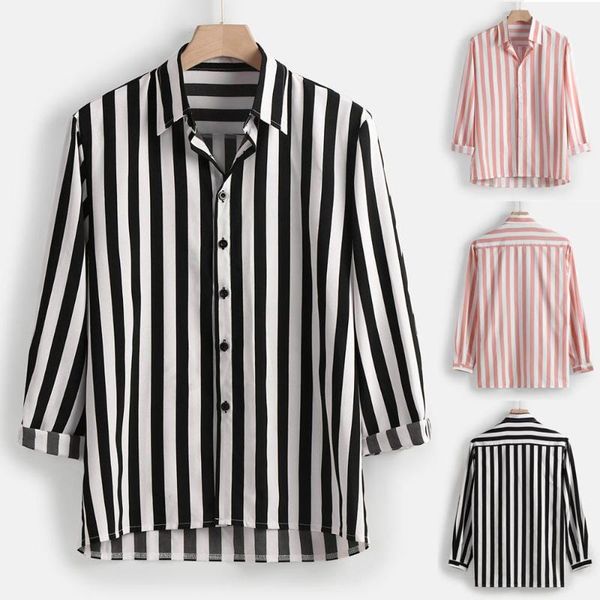 men's casual shirts men shirt blouse fashion vertical striped slim fit long sleeve button down dress outdoor sport top, White;black
men's casual shirts men shirt blouse fashion vertical striped slim fit long sleeve button down dress outdoor sport top, White;black