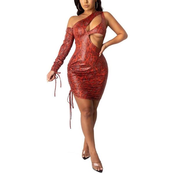 casual dresses red leather snakeskin print bodycon dress mini hole drawstring one shoulder evening night club wear vestidos, Black;gray
casual dresses red leather snakeskin print bodycon dress mini hole drawstring one shoulder evening night club wear vestidos, Black;gray
