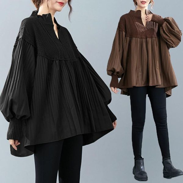 fashion loose blouse plus size women shirt elegant lady tunic knitted high street pleated female clothing autumn, White
fashion loose blouse plus size women shirt elegant lady tunic knitted high street pleated female clothing autumn, White