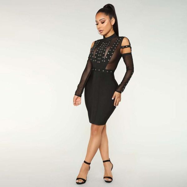 new autumn winter women's mini bandage dress women black mesh long sleeve dresses celebrity party club vestido female robes, Black;gray
new autumn winter women's mini bandage dress women black mesh long sleeve dresses celebrity party club vestido female robes, Black;gray