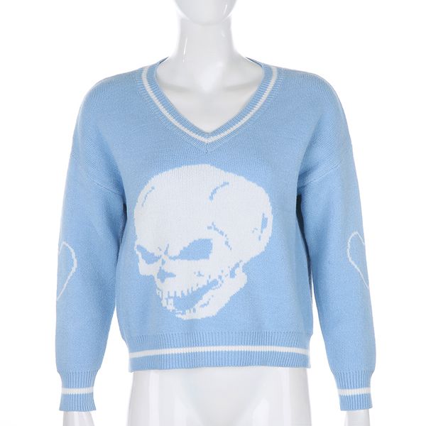 winter skull imprint v neck casual mesh sleeve long streetwear female sweater 2020 gap2, White;black
winter skull imprint v neck casual mesh sleeve long streetwear female sweater 2020 gap2, White;black