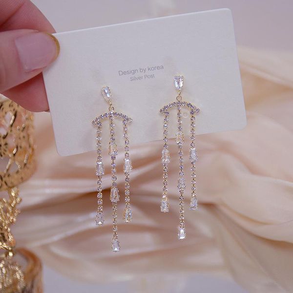 dangle & chandelier trendy korean long tassel design bohemia earring exquisite zircon 14k real gold drop wedding bridal jewelry brincos, Silver
dangle & chandelier trendy korean long tassel design bohemia earring exquisite zircon 14k real gold drop wedding bridal jewelry brincos, Silver