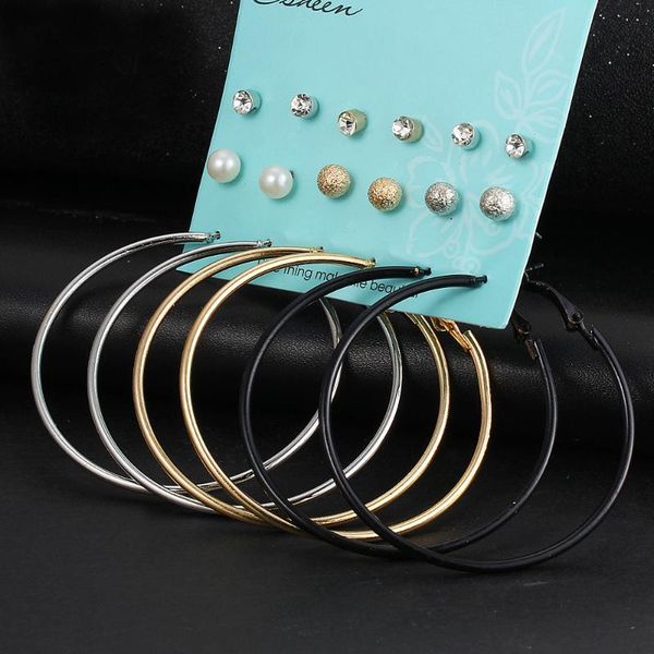 9 pair/set simulated pearl crystal stud earrings black hoop silver color alloy round ball earring set femme brincos women gift, Golden;silver
9 pair/set simulated pearl crystal stud earrings black hoop silver color alloy round ball earring set femme brincos women gift, Golden;silver