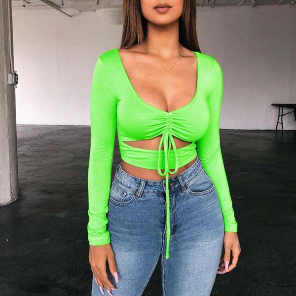 women's solid color ruched tie up crop basic long sleeve cut out t-shirt street female casual wear punk hip hop, White
women's solid color ruched tie up crop basic long sleeve cut out t-shirt street female casual wear punk hip hop, White