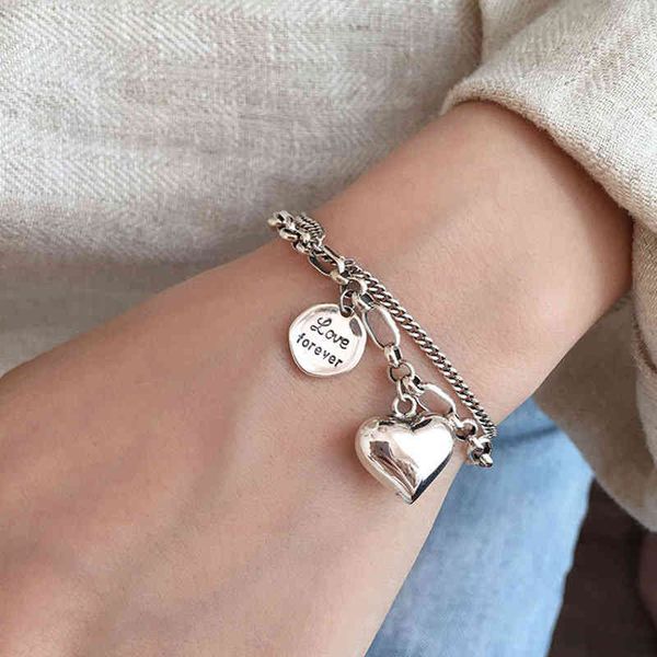 sterling silver love letter heart double layer bracelet female unique design thai retro light luxury jewelry, Golden;silver
sterling silver love letter heart double layer bracelet female unique design thai retro light luxury jewelry, Golden;silver