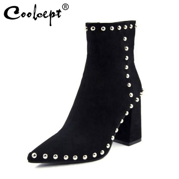 coolcept high heels ankle boots winter fashion rivets short boots pointed toe office party casual shoes women size 34-43, Black
coolcept high heels ankle boots winter fashion rivets short boots pointed toe office party casual shoes women size 34-43, Black