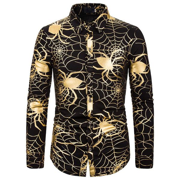 shiny gold bronzing print men shirt long sleeve slim fit floral mens dress shirts party casual prom male social shirt camisas, White;black
shiny gold bronzing print men shirt long sleeve slim fit floral mens dress shirts party casual prom male social shirt camisas, White;black