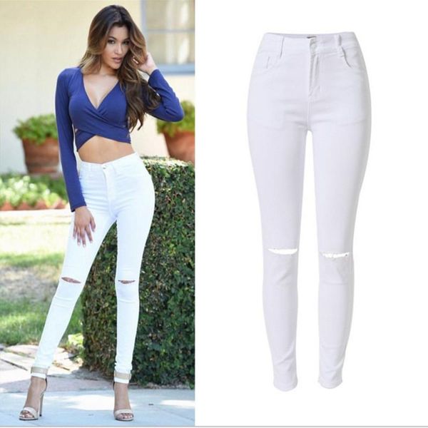 women's jeans summer white pants women high waist hole denim skinny pencil female casual stretchy, Blue
women's jeans summer white pants women high waist hole denim skinny pencil female casual stretchy, Blue
