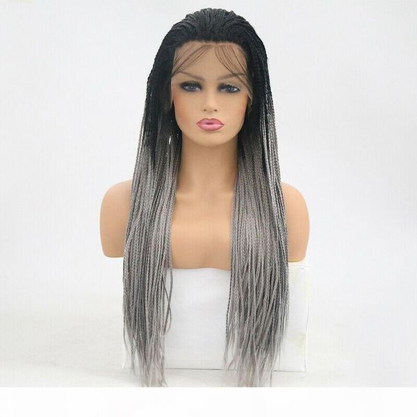 long box braided gray ombre wig cosplay synthetic lace front wig pre plucked hand tied heat resistant fiber hair wig party for women, Black
long box braided gray ombre wig cosplay synthetic lace front wig pre plucked hand tied heat resistant fiber hair wig party for women, Black
