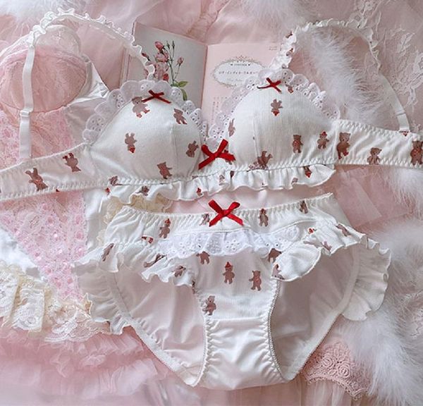 cute girly teddy bear print cotton ruffle rimless bra set plus size women lingerie with panty suit wirecomfort bralett, Red;black
cute girly teddy bear print cotton ruffle rimless bra set plus size women lingerie with panty suit wirecomfort bralett, Red;black