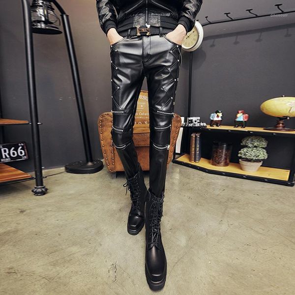 men's pants 2021 men zipper decoration pu leather teenagers cultivate one's morality character feet add wool tight pants1, Black
men's pants 2021 men zipper decoration pu leather teenagers cultivate one's morality character feet add wool tight pants1, Black