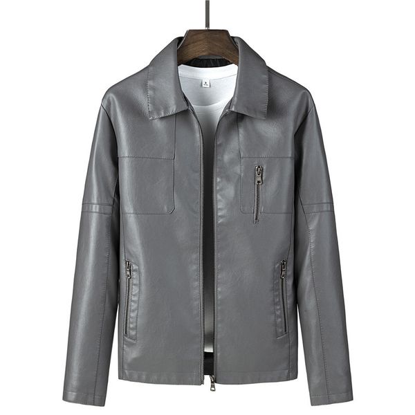 2020 selling new men's motorcycle thin man's leather jacket, Black