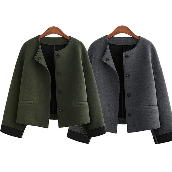 autumn winter women tweed jacket woolen coats full sleeve o neck fashion short coat woman cardigan h8, Black;brown
autumn winter women tweed jacket woolen coats full sleeve o neck fashion short coat woman cardigan h8, Black;brown