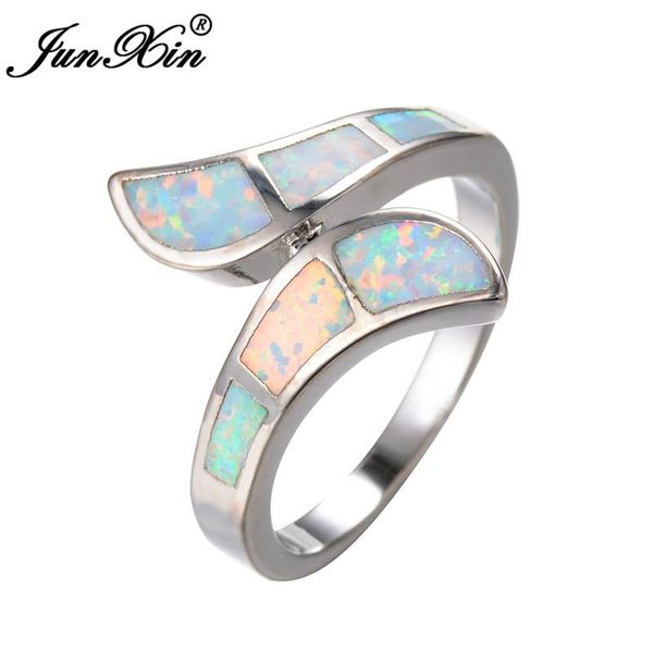 junxin women white & blue fire opal ring silver color fashion jewelry vintage wedding rings for women, Slivery;golden
junxin women white & blue fire opal ring silver color fashion jewelry vintage wedding rings for women, Slivery;golden