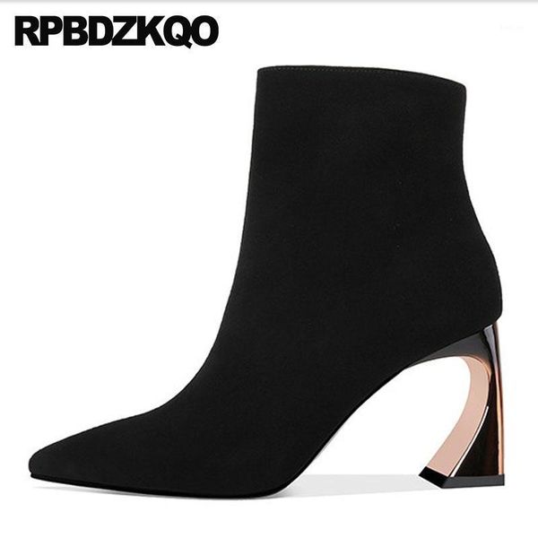 high heel pointed toe women ankle metal boots shoes sheepskin fur hoof suede chunky genuine leather 10 strange winter big size1, Black
high heel pointed toe women ankle metal boots shoes sheepskin fur hoof suede chunky genuine leather 10 strange winter big size1, Black